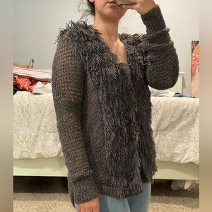 ZERO + MARIA CORNEJO Shaggy fringe super fine alpaca cardigan hand knit